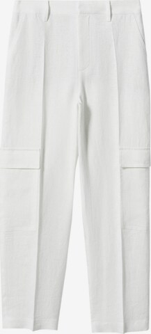 MANGO Regular Pleated Pants 'FRANK' in White: front