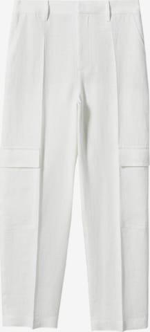 MANGO Regular Pleated Pants 'FRANK' in White: front