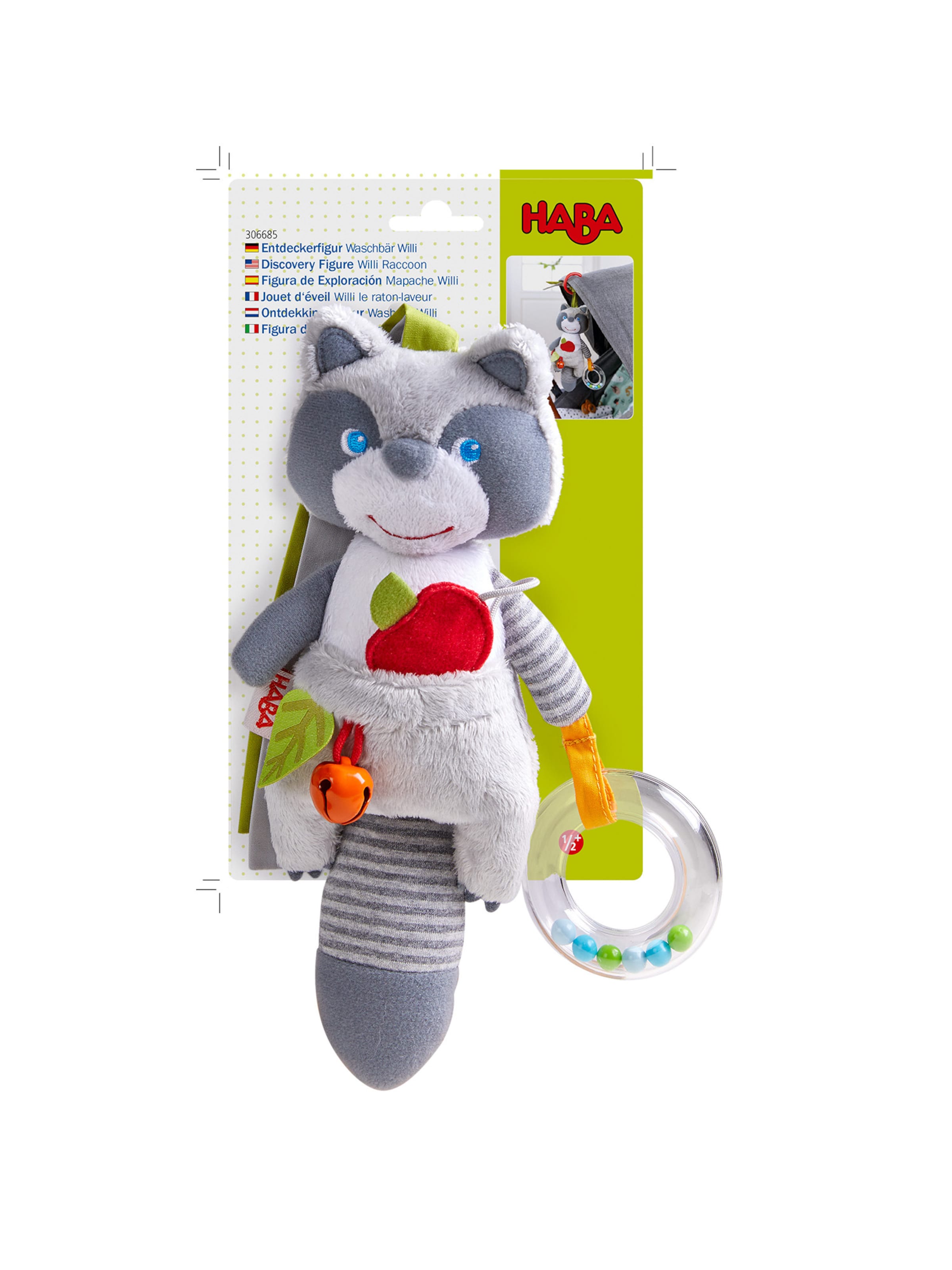 HABA Stuffed animals ' Entdeckerfigur Racoon ' in Mixed colors: front