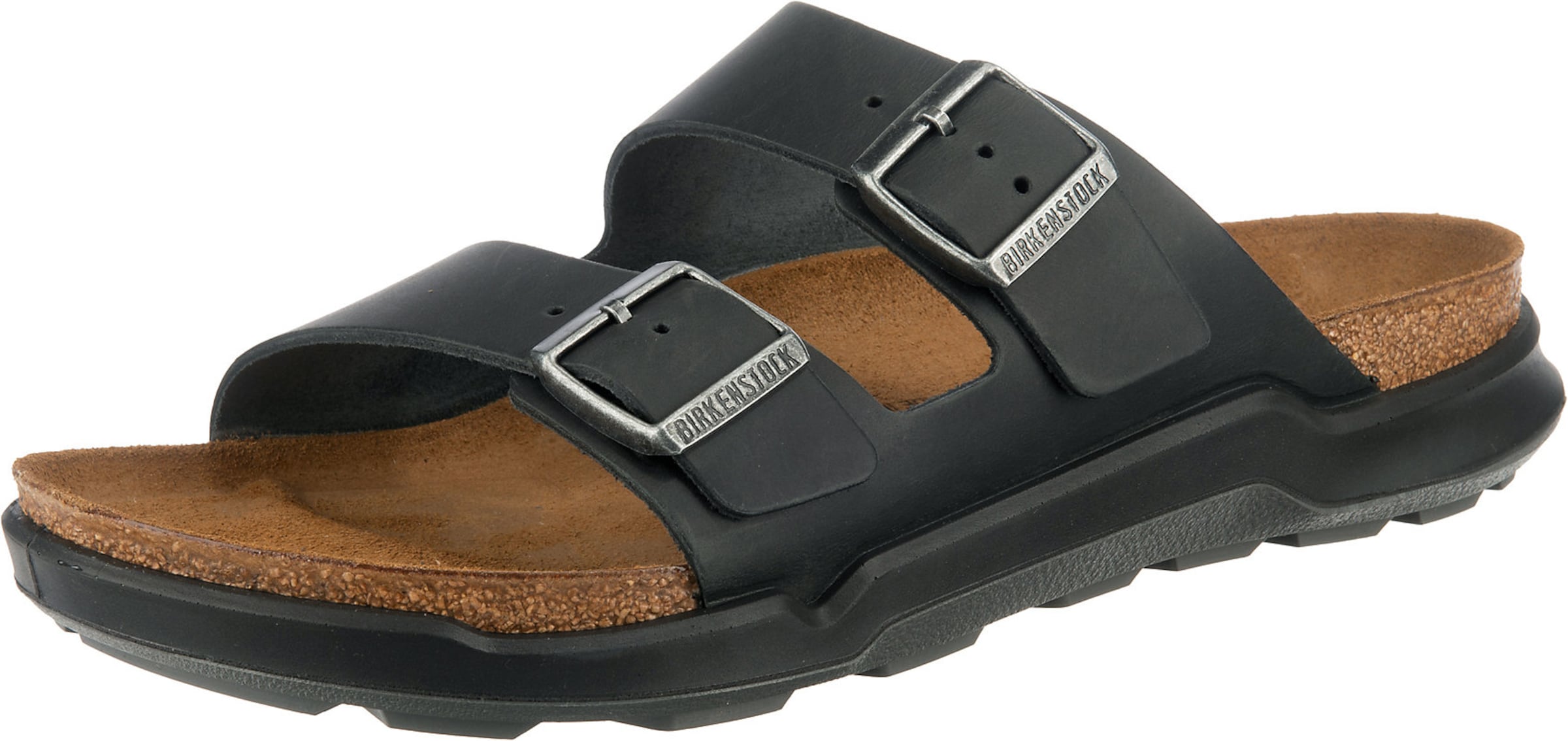 BIRKENSTOCK - Sapato aberto em preto: frente