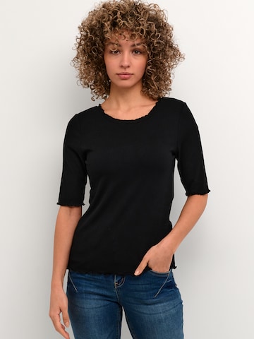 Cream T-shirt 'Ribba' i svart: framsida