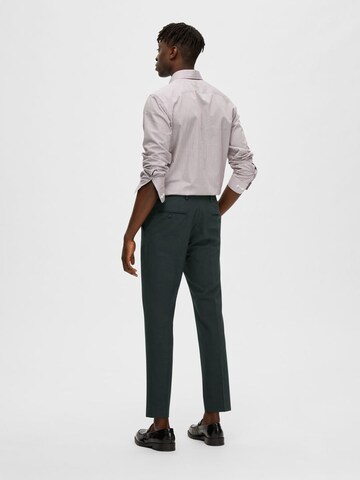 Coupe slim Pantalon à plis 'Elon' SELECTED HOMME en vert