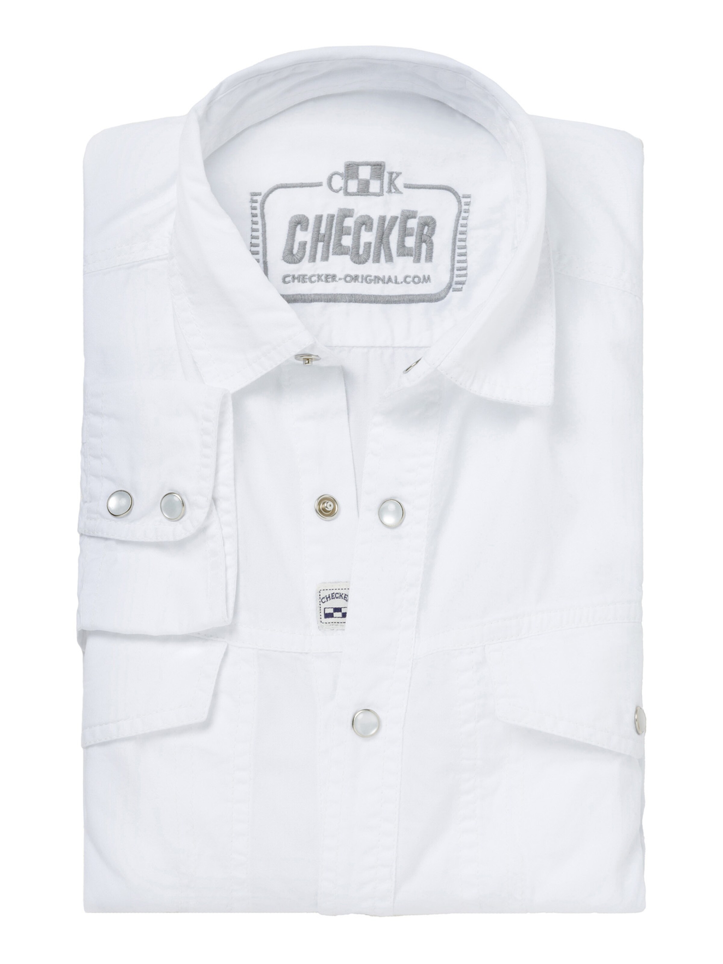 Checker - Regular Fit Camisa ' Dynasty Denim ' em branco