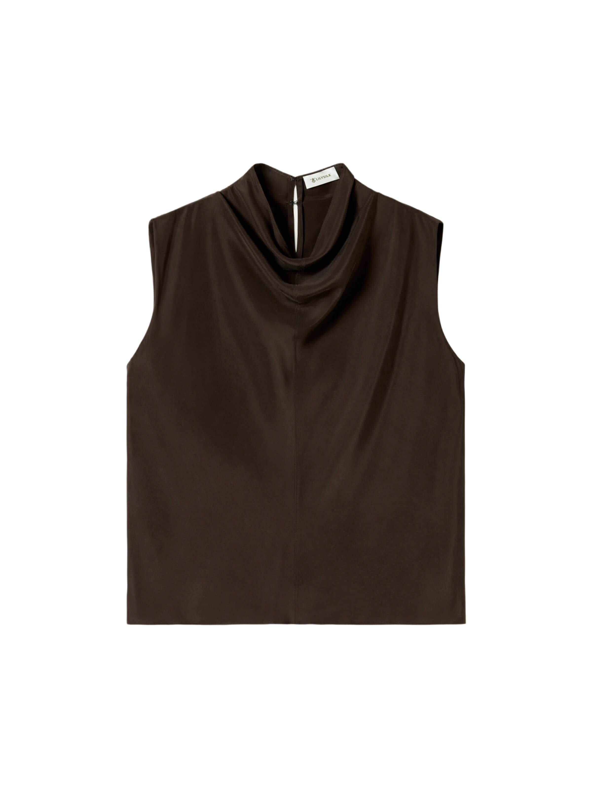 Lilysilk Blouse 'Ärmelloses Top aus leichter Seide-Habotai' in Bruin: voorkant