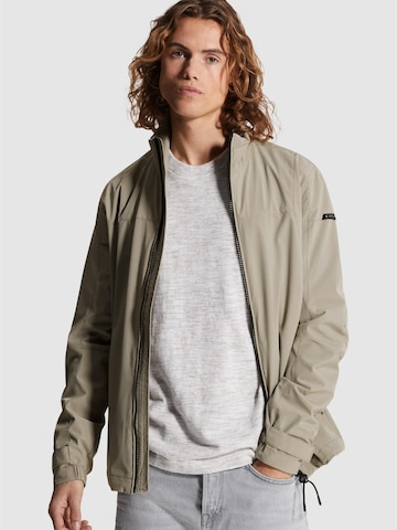 Giacca di mezza stagione 'Softshell jacket with high collar' di CAST IRON in verde: frontale