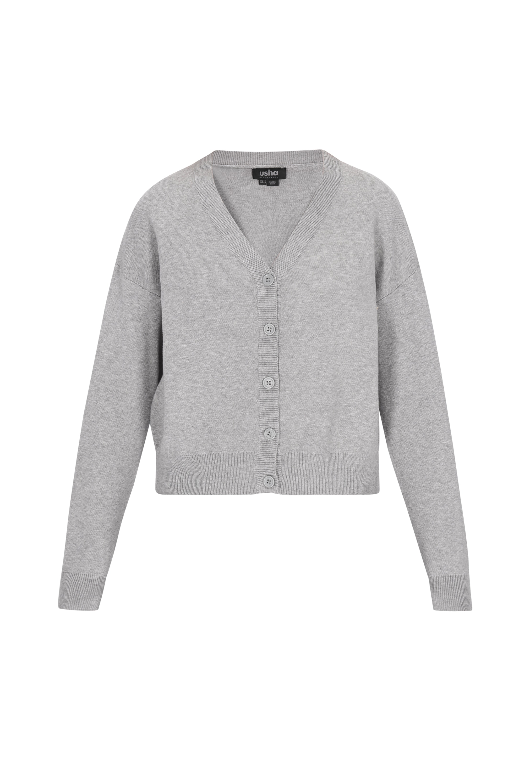 usha BLACK LABEL Knit cardigan in Grey: front