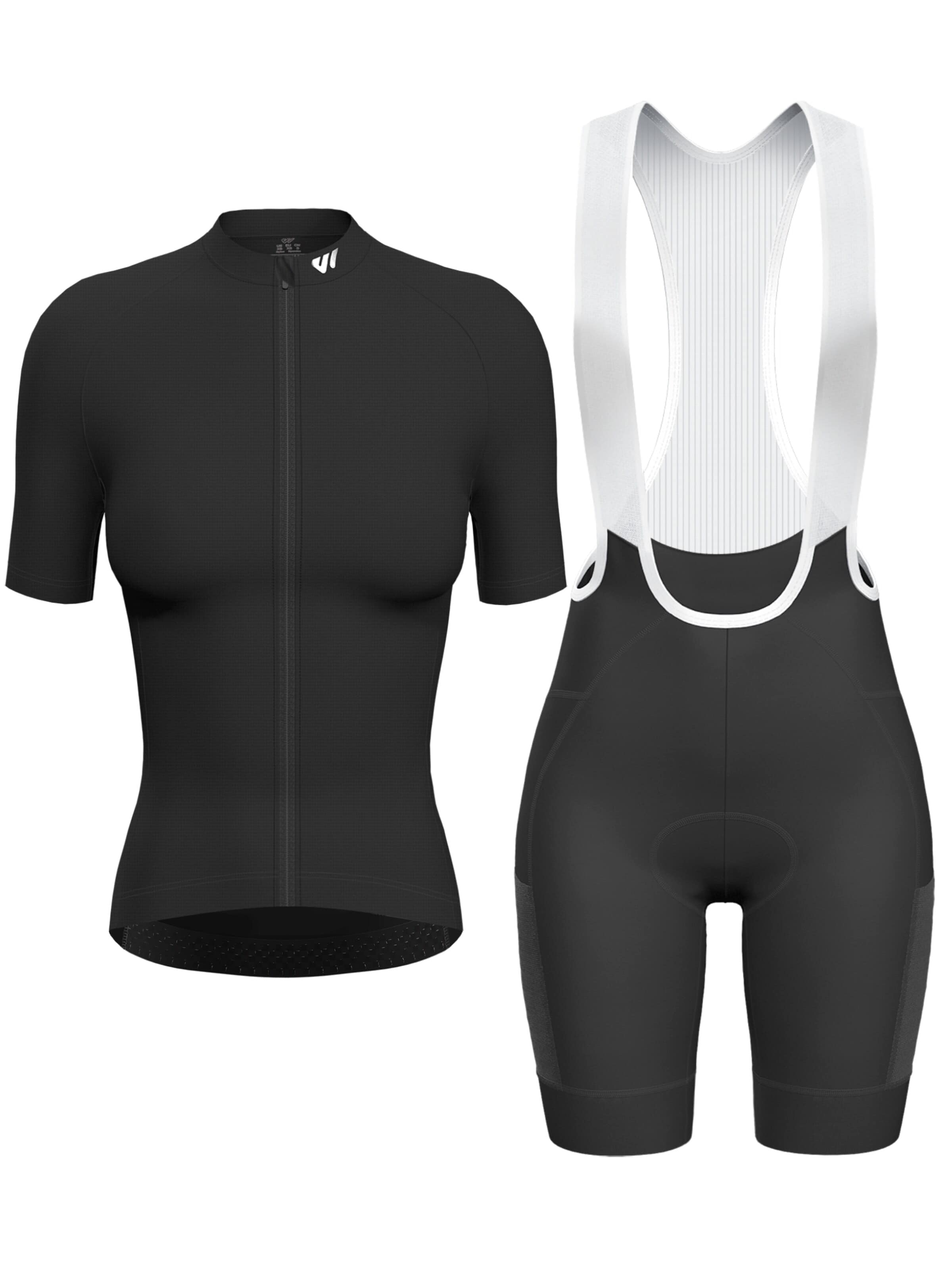 WULIBIKE Sweatsuit 'Wulibike Damen Radsport-Set Trikot & Trägerhose Schwarz' in Black: front