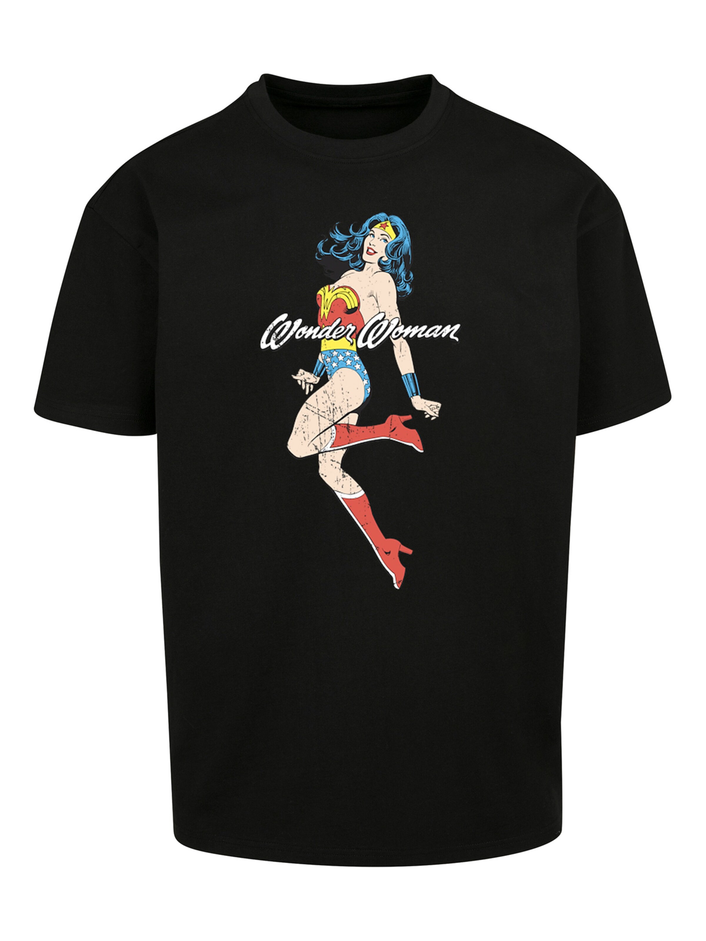 F4NT4STIC T-Shirt 'DC Comics Wonder Woman Jump' in Schwarz: Vorderseite