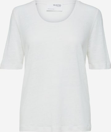 Selected Femme Curve - Camisa 'SLFLINE' em branco: frente