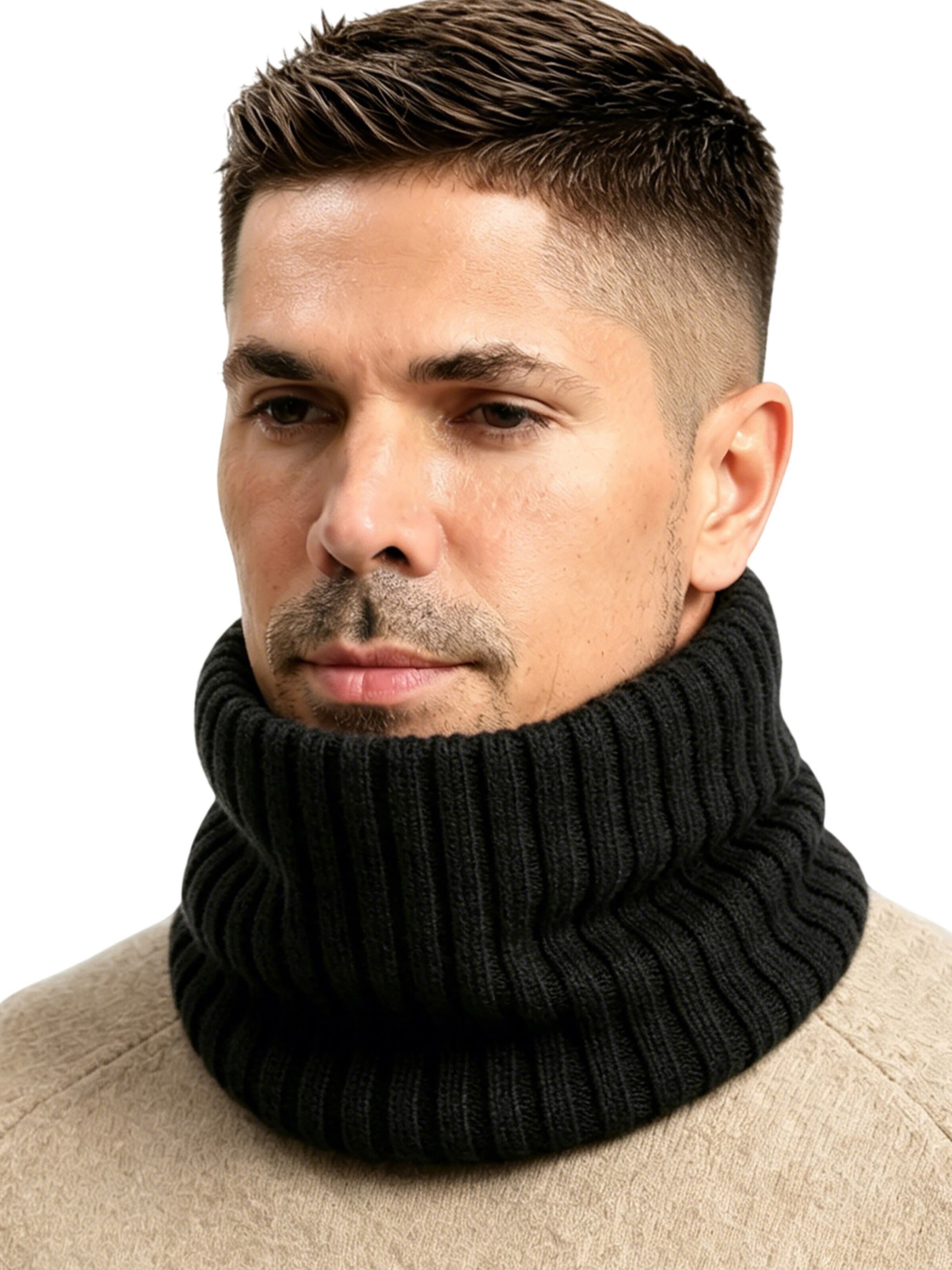 Magicshe Tube Scarf 'Kuscheliger Schlauchschal Winter mit Fleece-Innenfutter' in Black: front
