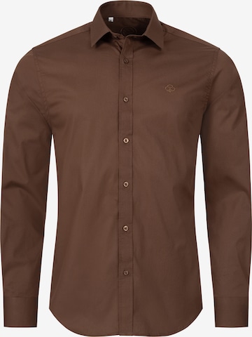 Indumentum Button Up Shirt in Brown: front