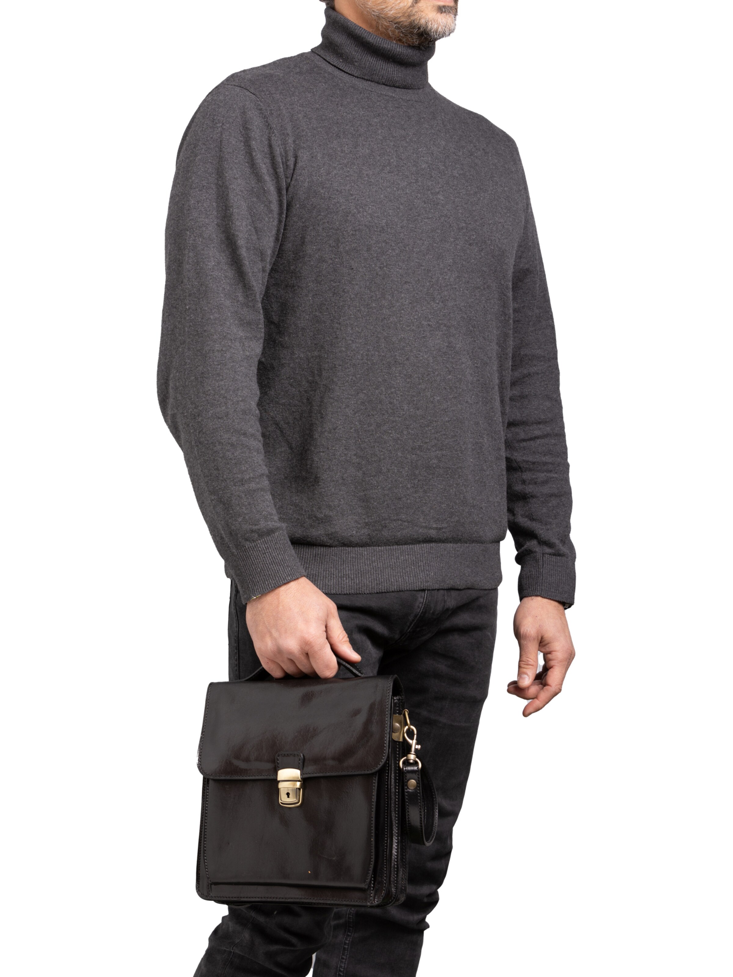 Borsa a tracolla 'Borsa a Tracolla Uomo Vera Pelle Vacchetta - Made in Italy' di I Fratelli in nero