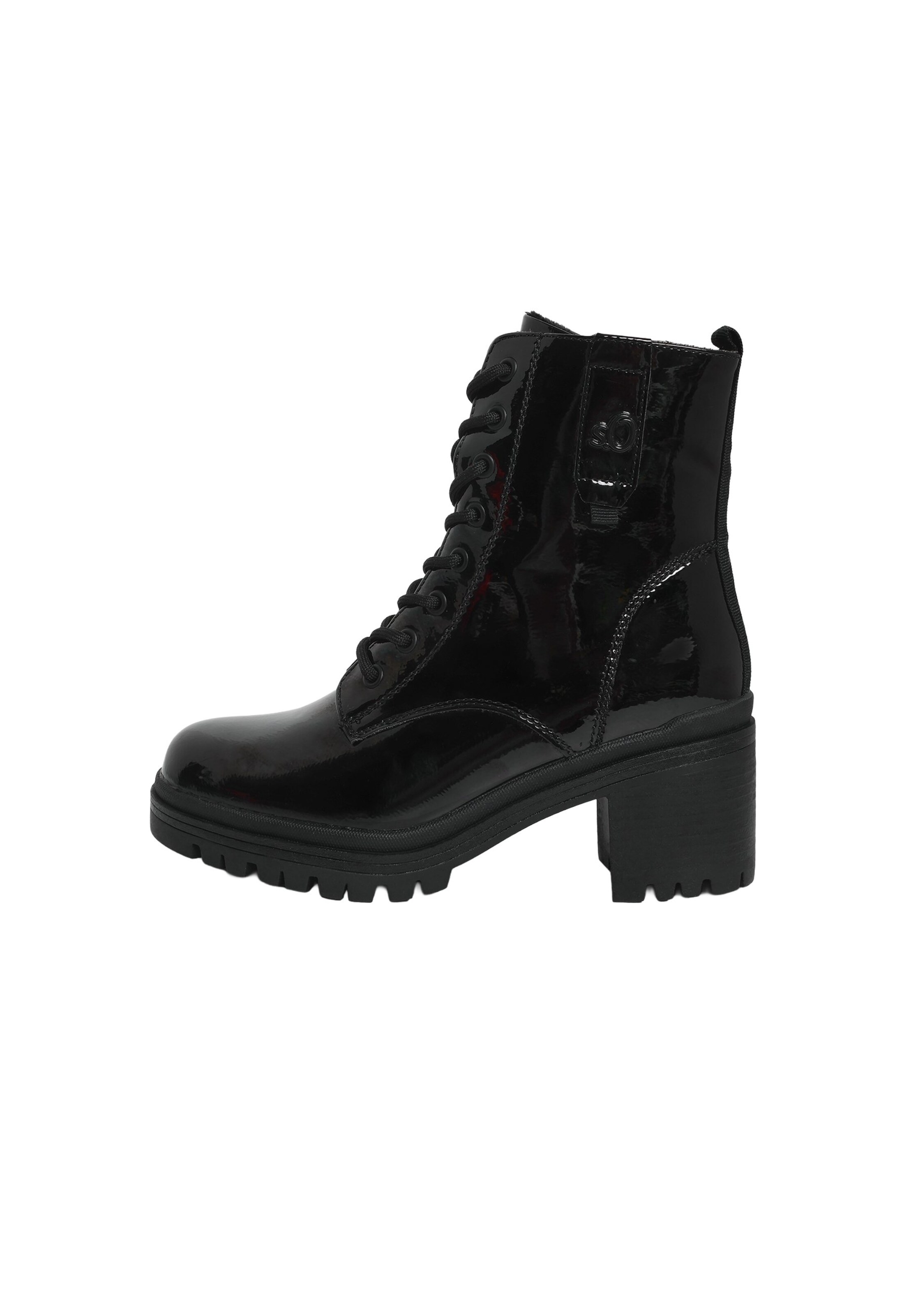 s.Oliver Lace-Up Ankle Boots in Black: front