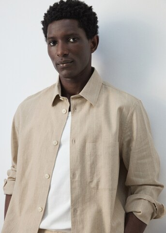 MANGO MAN Regular fit Button Up Shirt 'Rainier' in Beige