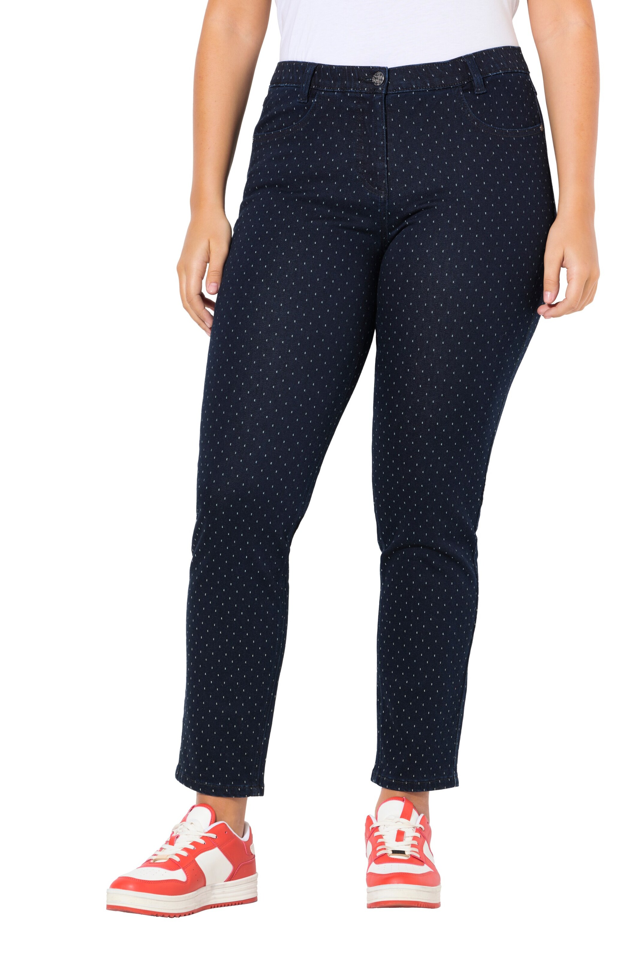 Ulla Popken Slimfit Jeans in Blauw: voorkant