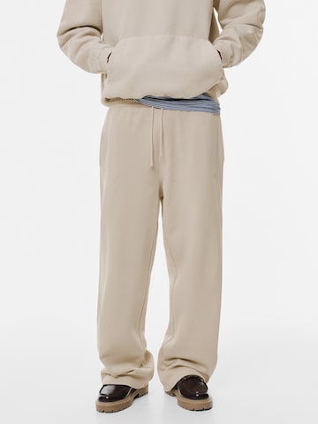 Pull&Bear Wide leg Pants in Beige: front