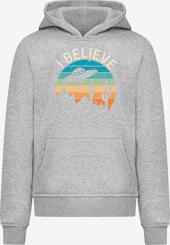 Sweat-shirt 'I Believe UFO Alien Sonnenuntergang' F4NT4STIC en gris : devant