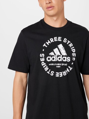 ADIDAS SPORTSWEAR Функционална тениска 'Sketch Emblem Graphic' в черно