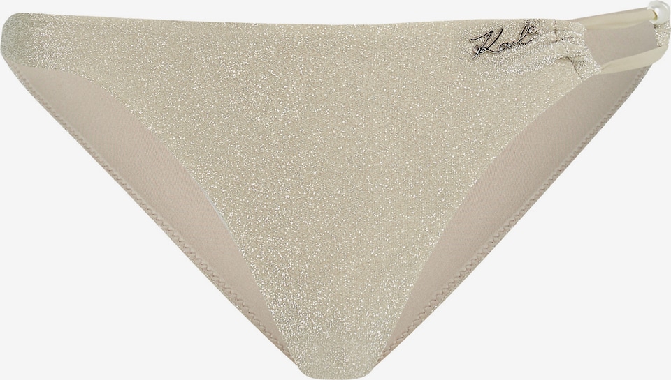 Slip costum de baie de la Karl Lagerfeld pe bej: față