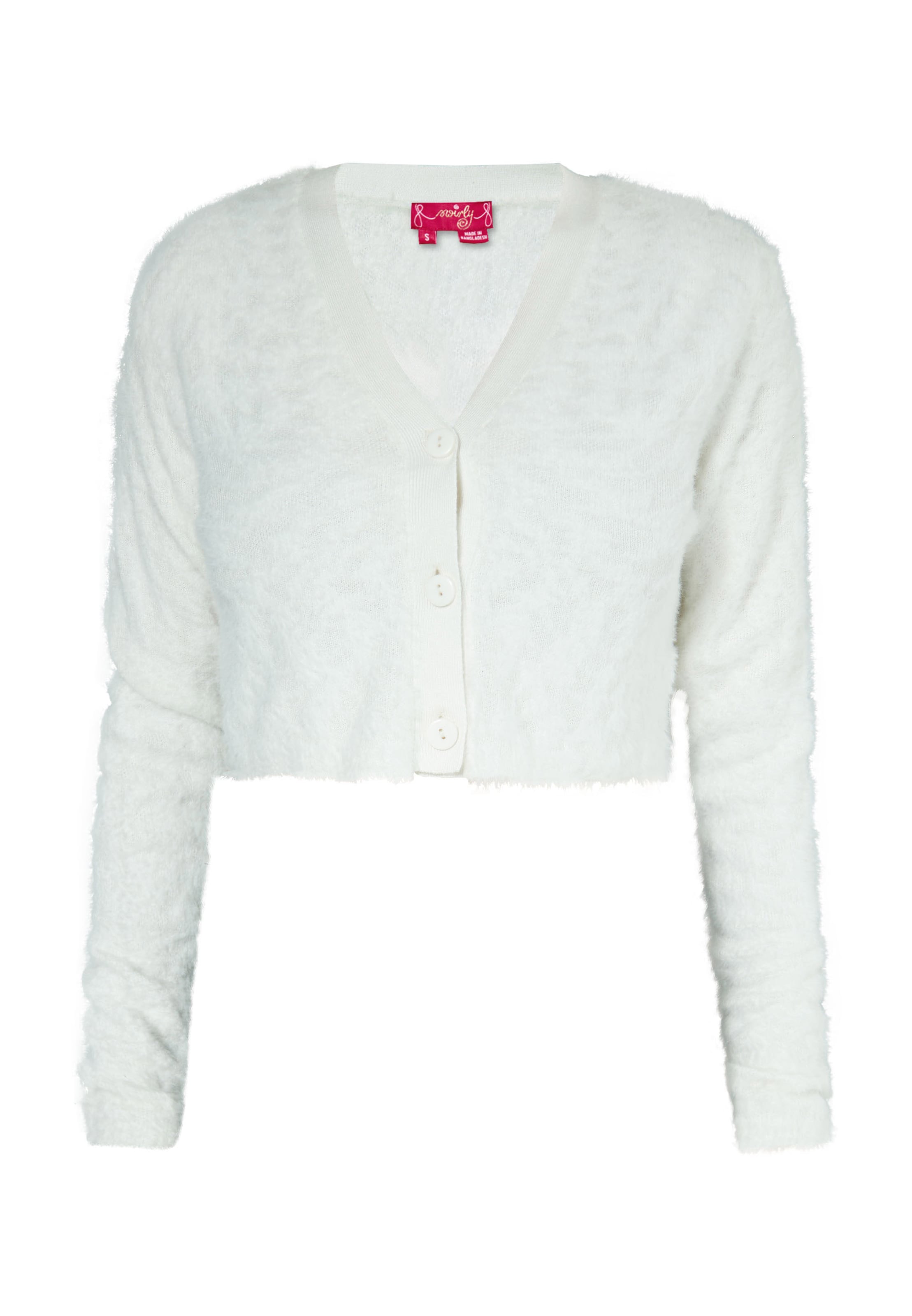 swirly Πλεκτή ζακέτα σε λευκό: μπροστά