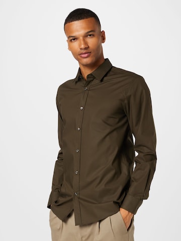 HUGO Slim fit Button Up Shirt 'Elisha' in Green: front