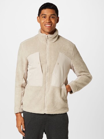 Only & Sons Fleece Jacket in Beige: front