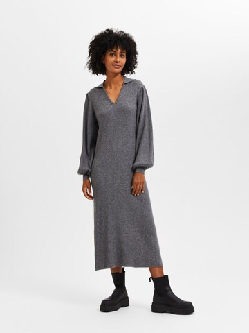 SELECTED FEMME Knitted dress in Grey: front