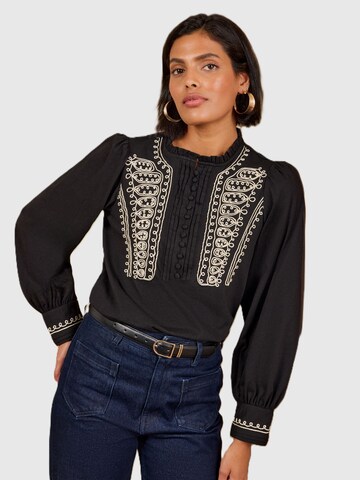 Camicia da donna di love & roses in nero: frontale