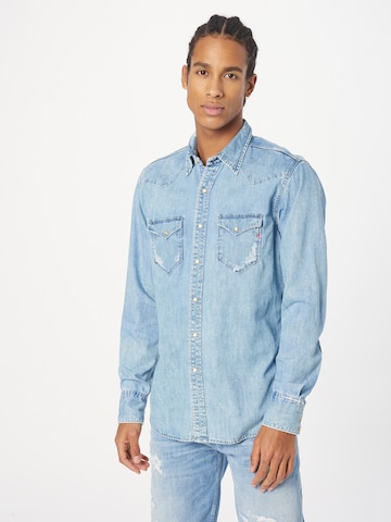 REPLAY Regular fit Button Up Shirt in Blue: front