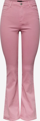 Pieces Petite Flared Jeans 'PEGGY' in Roze: voorkant