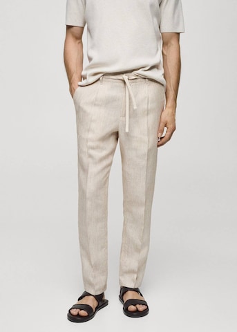 MANGO MAN Regular Pleated Pants 'Selva' in Beige: front