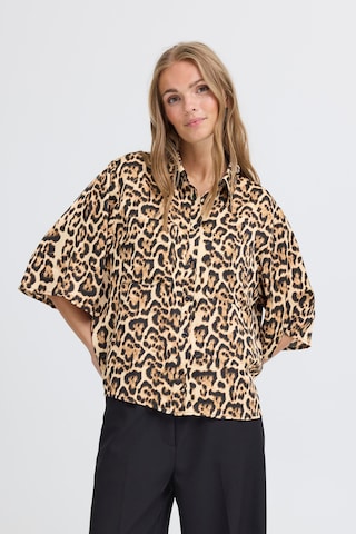 T-shirt ICHI en marron : devant