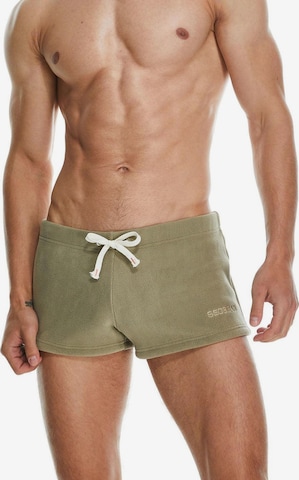SEOBEAN Slim fit Workout Pants 'Solid Polar Fleece Shorts' in Beige: front