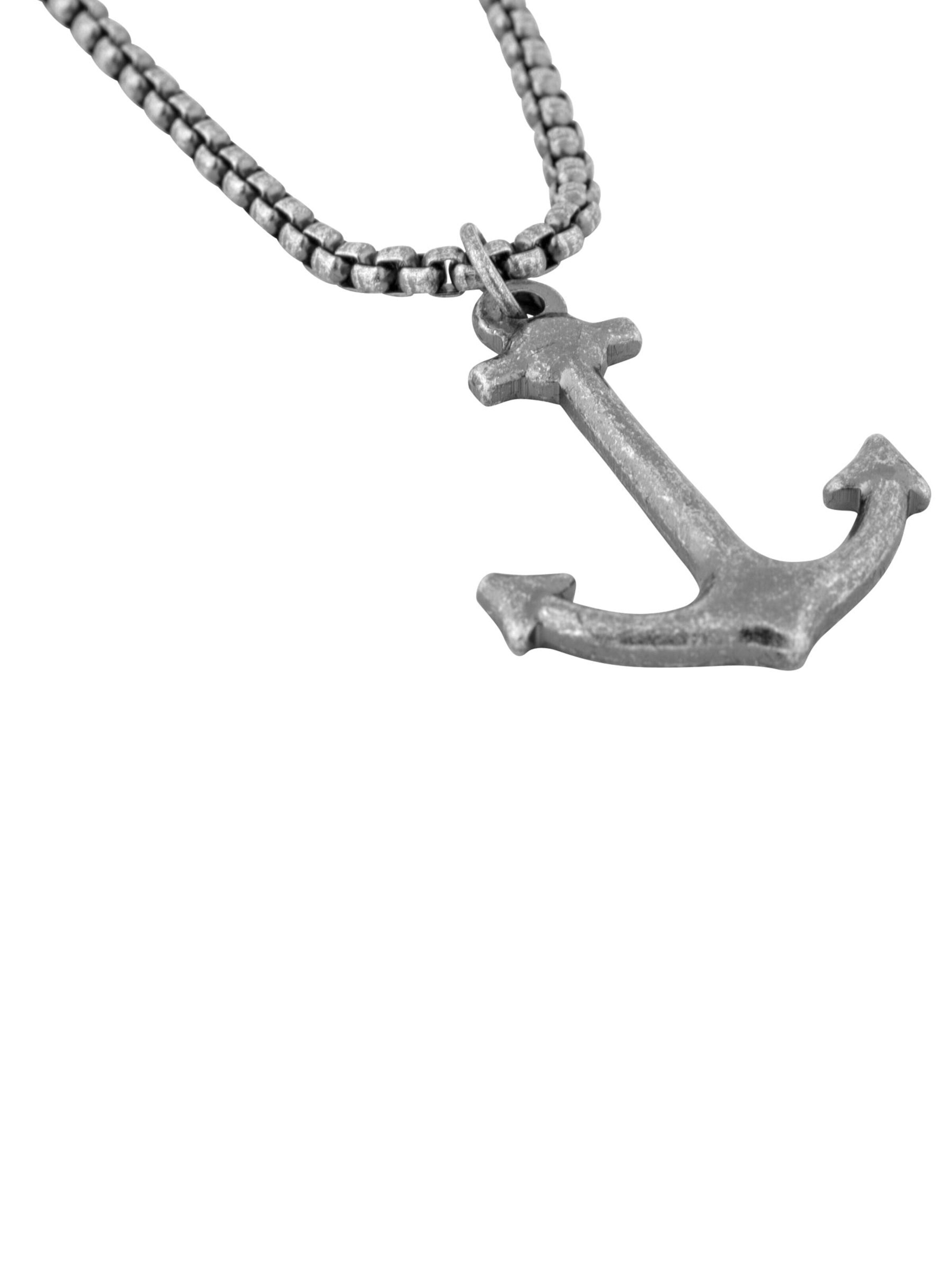 Akitsune Necklace 'Portus Anchor Pendant / Necklace Antique Silver 70 cm' in Silver