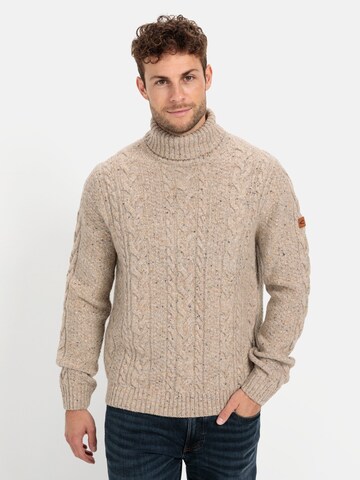 CAMEL ACTIVE Rollkragenpullover aus nachhaltiger Merinowolle in Beige: Vorderseite