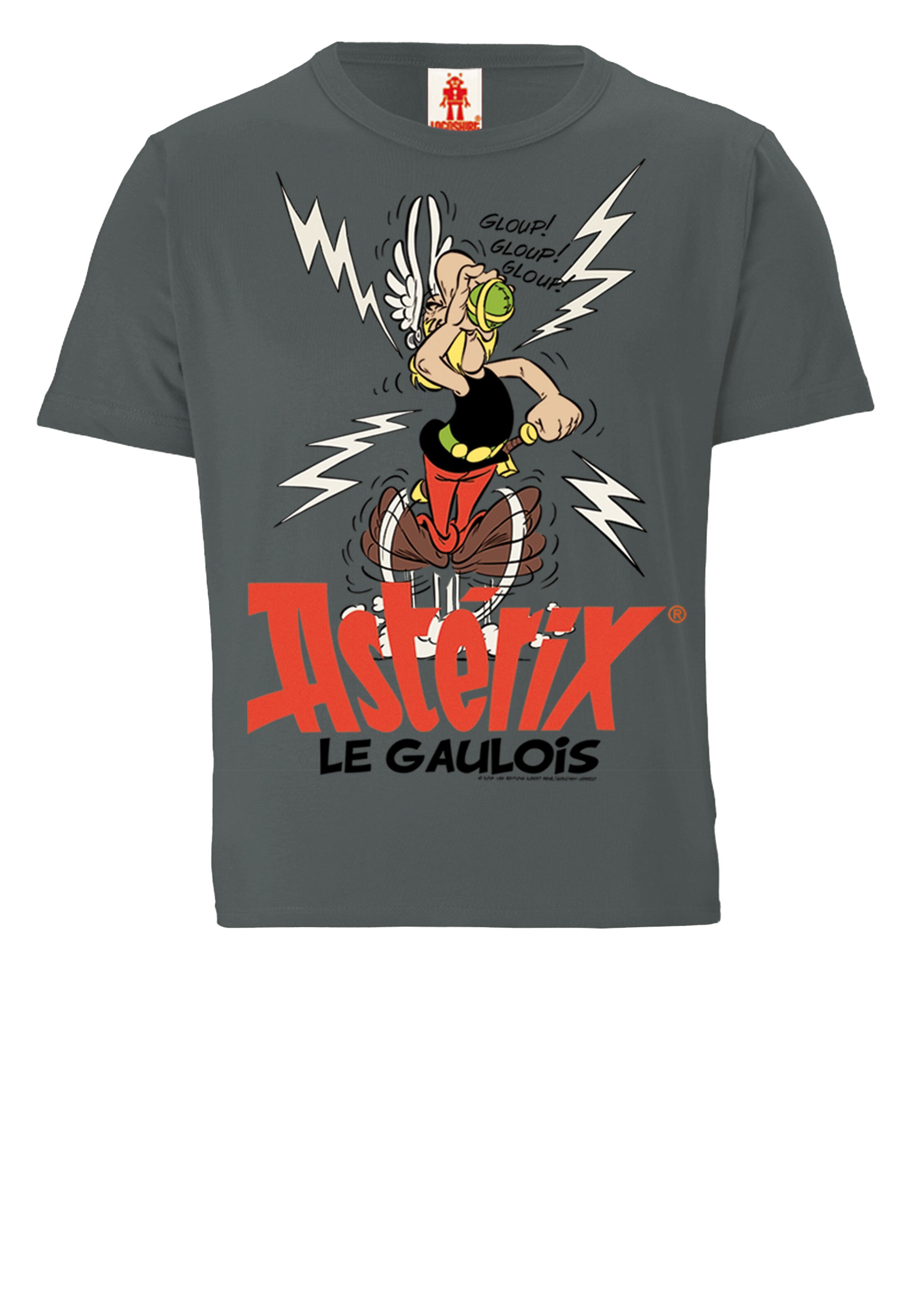 LOGOSHIRT Shirt 'Asterix le Gaulois' in Grijs: voorkant
