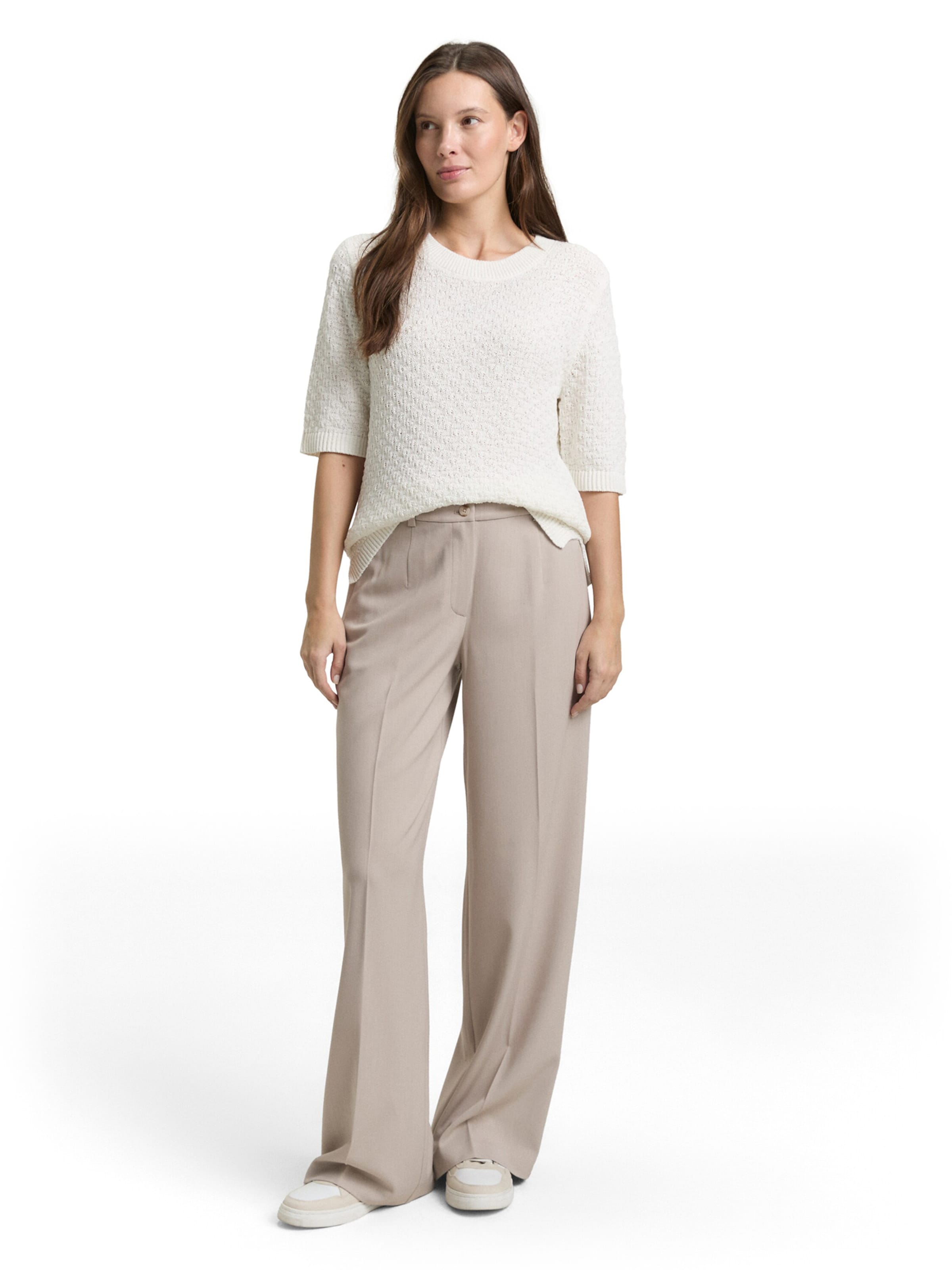 TOM TAILORWide Leg/ Široke nogavice Hlače na crtu 'Lea' - siva boja