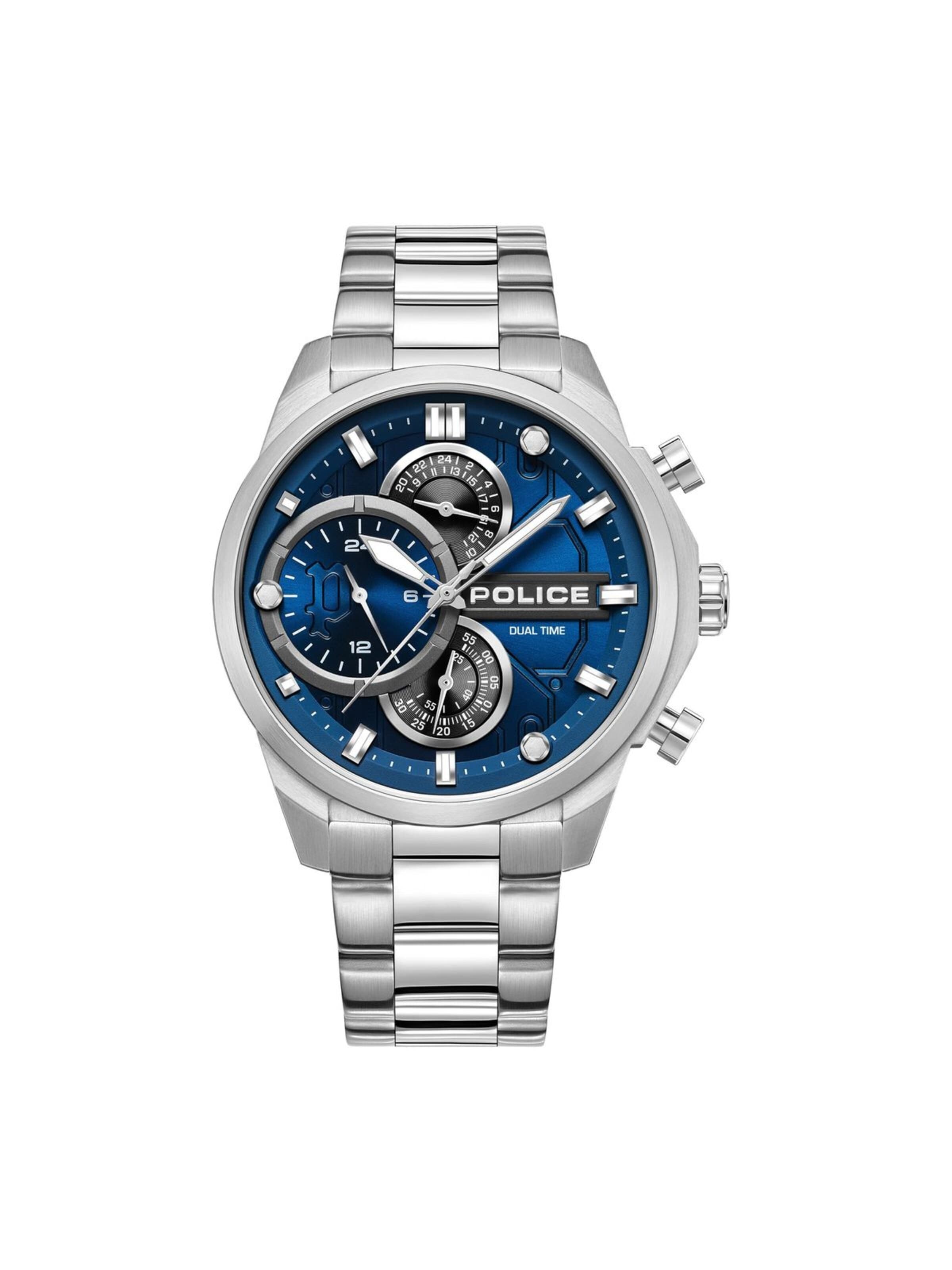 Montre à affichage analogique POLICE en argent : devant