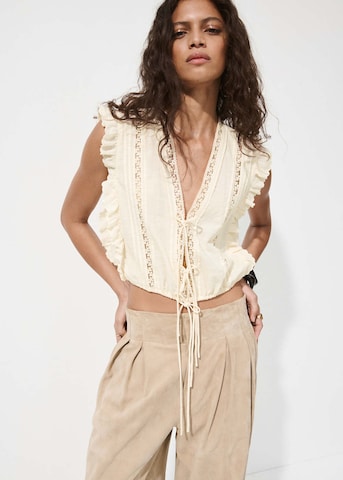 MANGO Bluse 'Lechuga' in Beige: Vorderseite