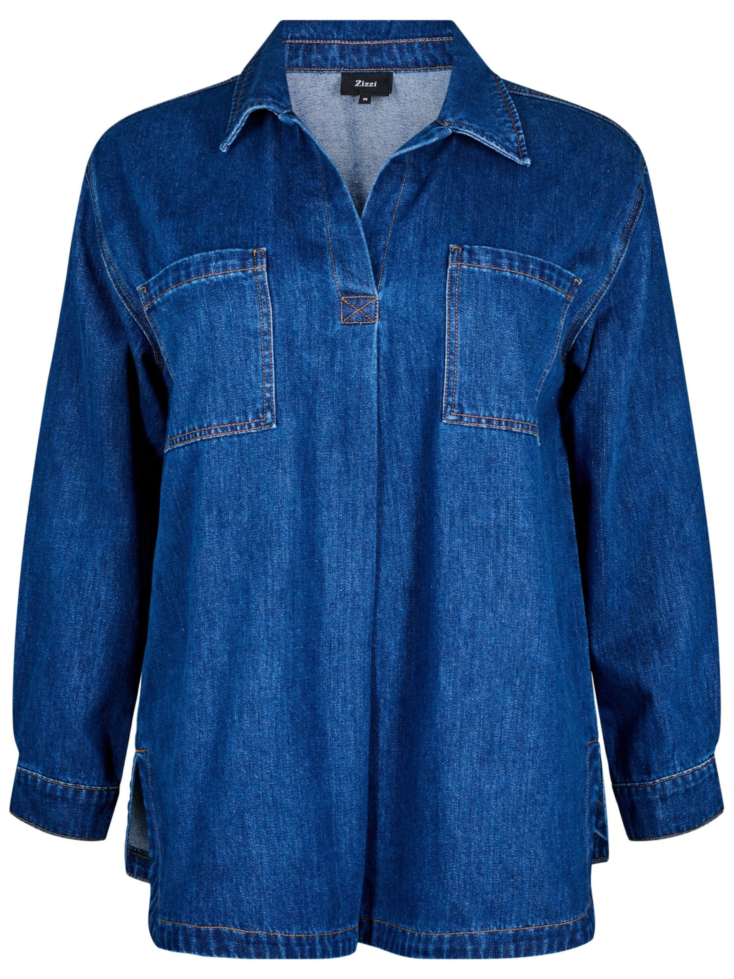 Zizzi Pluus, värv sinine: eest vaates