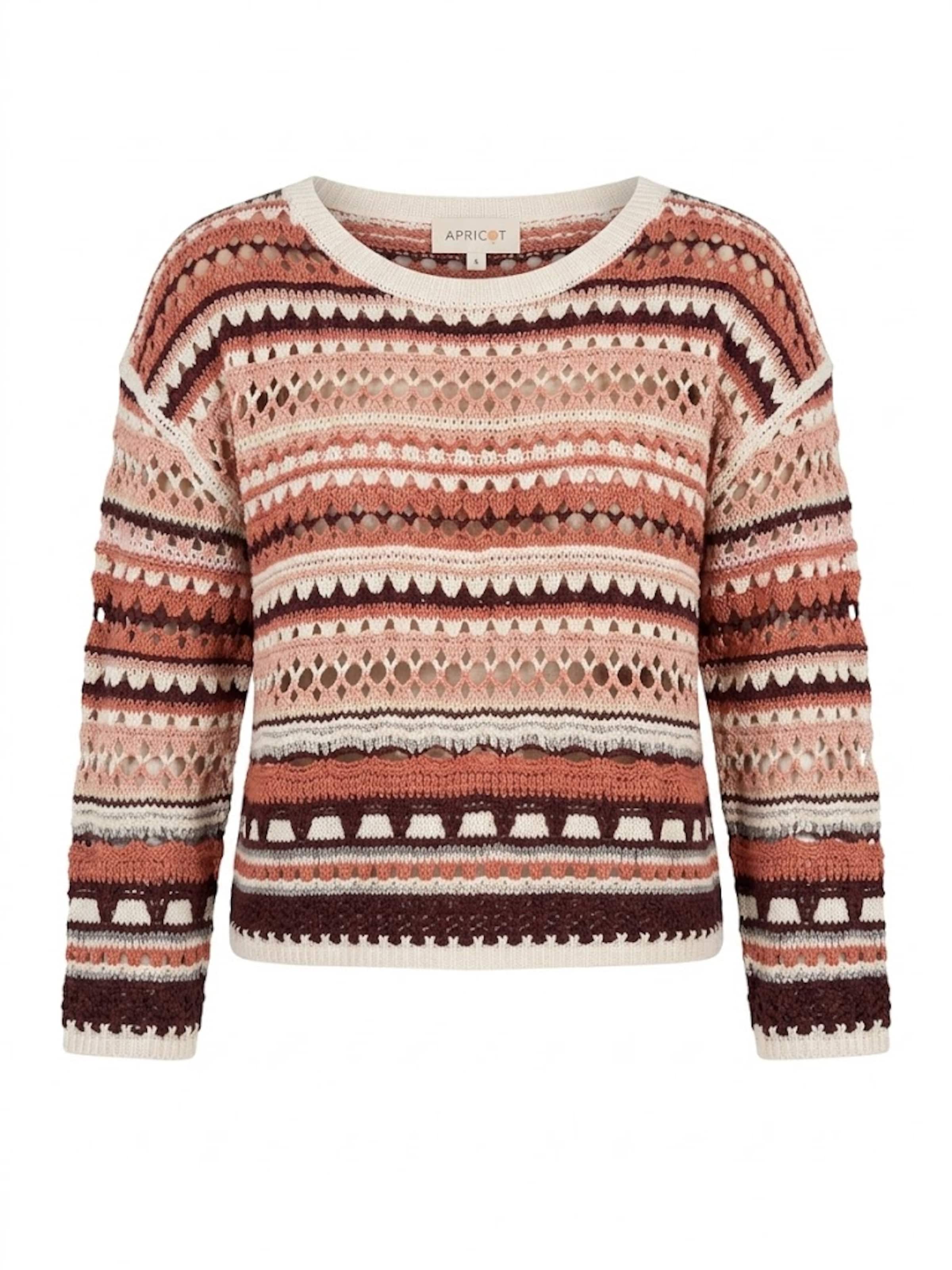 Apricot Tonal Stripes Crochet Top ' ' in Orange: Vorderseite