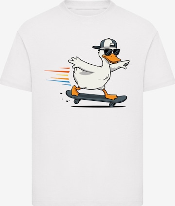 F4NT4STIC Shirt 'Coole Ente auf Skateboard Spaß' in White: front