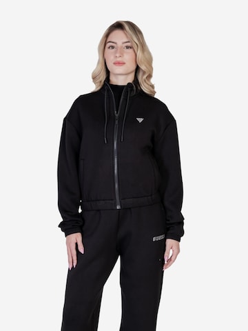 Felpa 'CECILIA SCUBA ZIP V4BQ14 K7UW2' di GUESS in nero: frontale