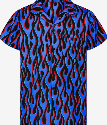 King Kameha Shirt 'Flames Allover' in Blue: front