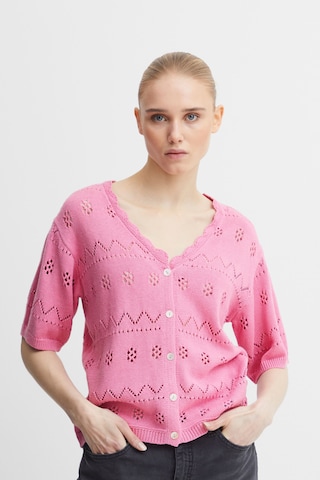 ICHI Knit Cardigan in Pink: front