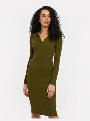 Threadbare Knitted dress 'Thyme' in Green: front