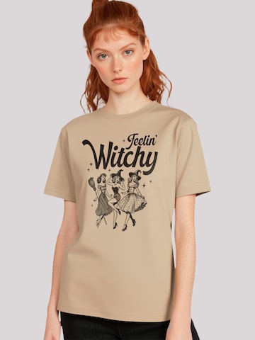 T-shirt 'Halloween Witch feelin witchy' F4NT4STIC en beige : devant