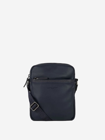 Sac à bandoulière 'Lancaster Sacoche cuir de vachette SOFT VINTAGE Bleu/Camel' LANCASTER Paris en bleu : devant