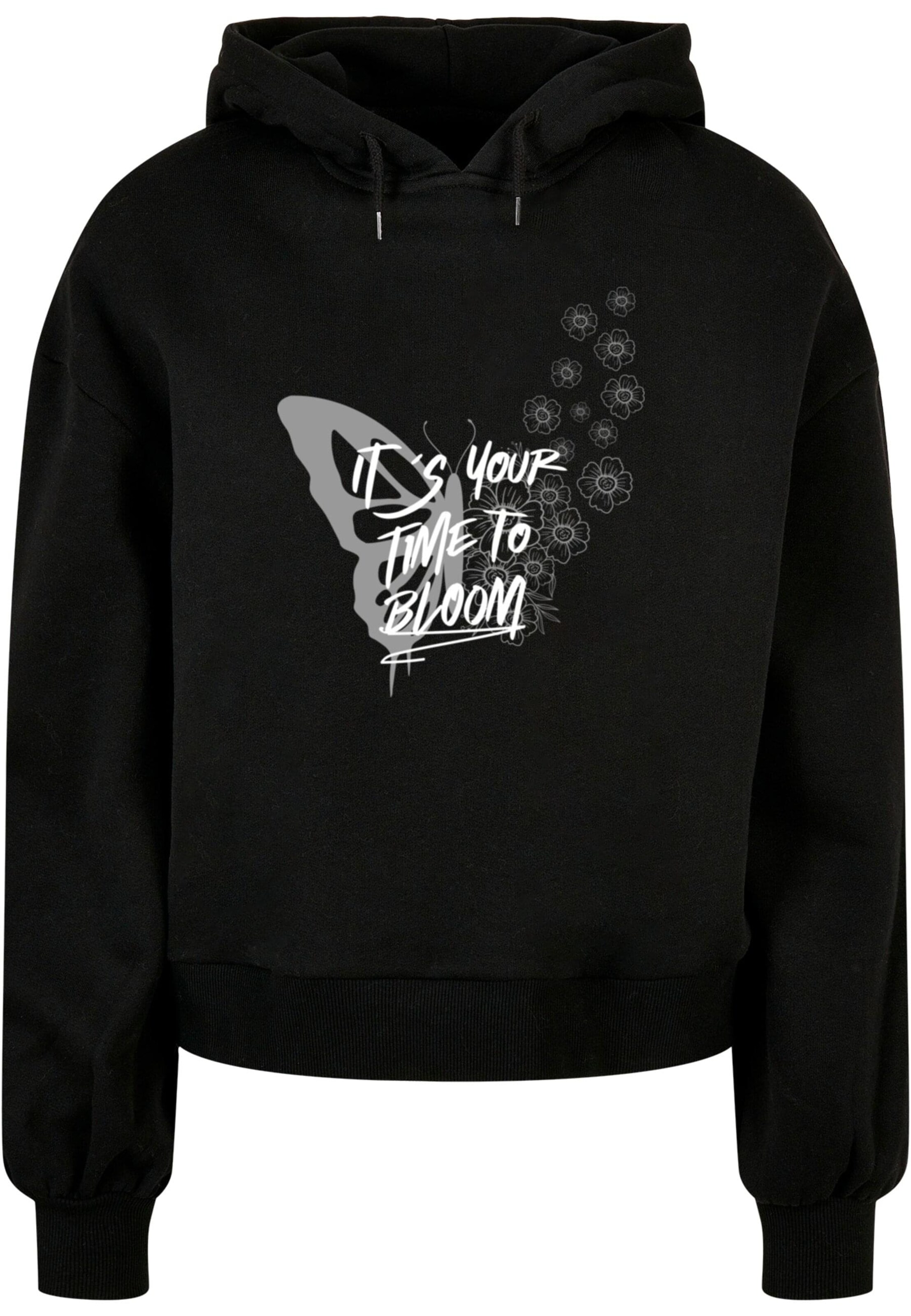 Merchcode Sweatshirt 'Its Your Time To Bloom' in Black: front
