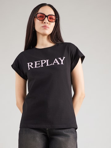 Tricou de la REPLAY pe negru: față